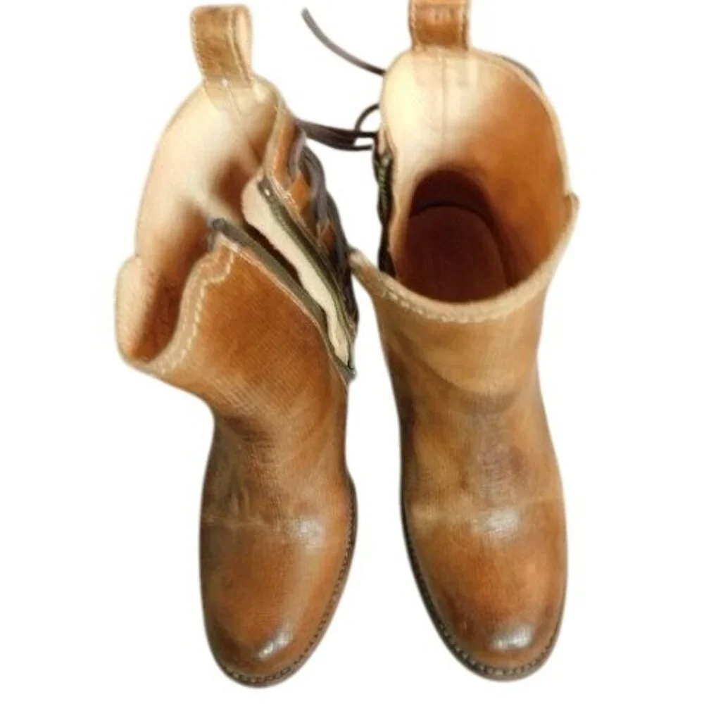 Bed Stu Size 7.5 Organic Tanned Full leather Brown Boho Ankle Boots - Picture 3 of 7